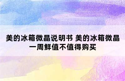 美的冰箱微晶说明书 美的冰箱微晶一周鲜值不值得购买